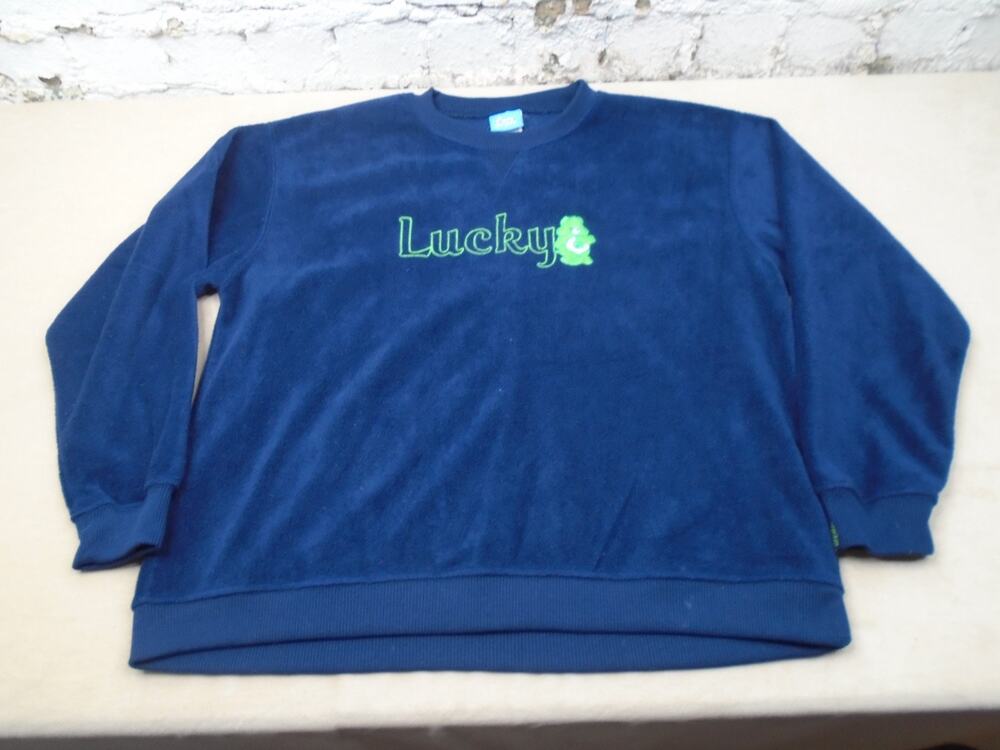 VTG Care Bears Embroidered LUCKY BEAR Blue Soft Sweatshirt Sweater Adult Large